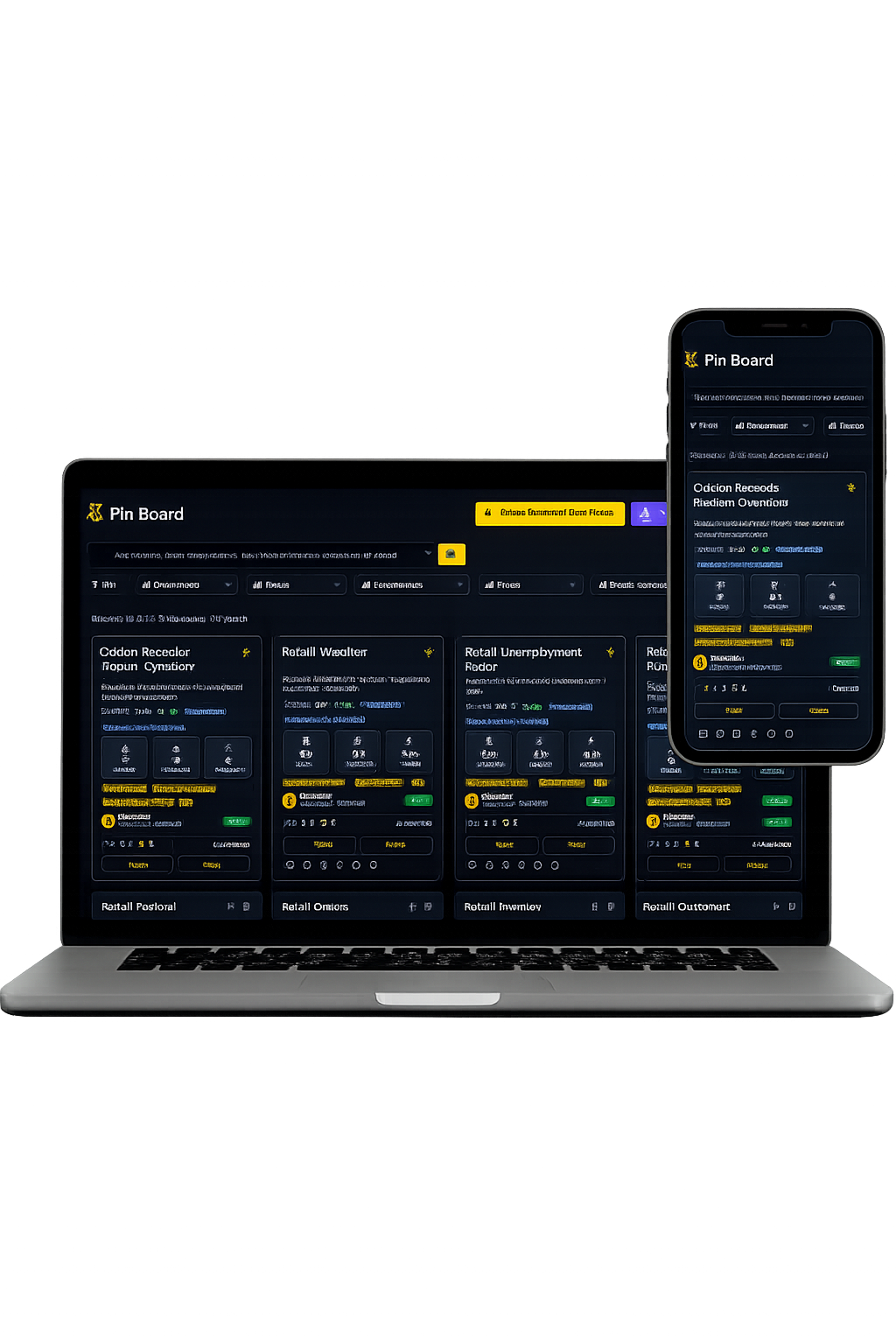 Latttice Pin Board for Human Resources shown on laptop and mobile — governed HR data products including Attrition Risk, Retention Intervention, Hiring Pipeline, Time-to-Fill Forecast, DE&I Workforce, Pay Equity Review, Learning Effectiveness, Skills Gap Heatmap, Employee Lifecycle, and Workforce Planning