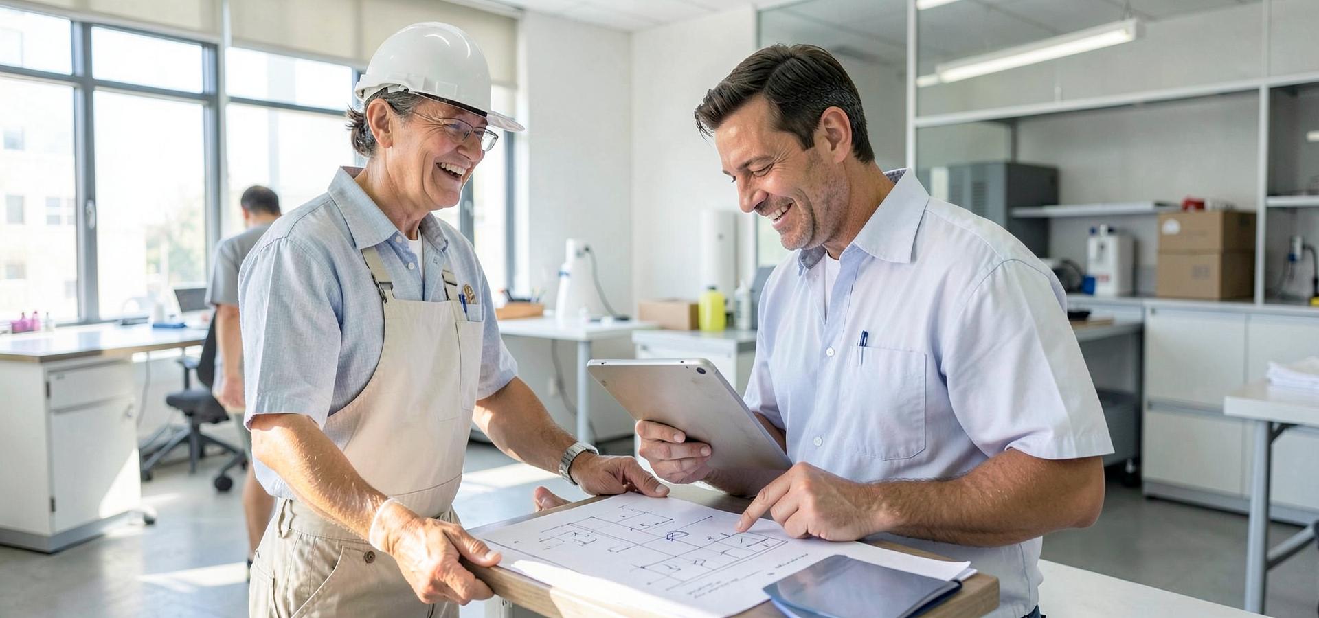 A worker on light duties and a supervisor reviewing a return-to-work plan together